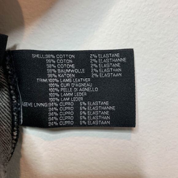 RALPH LAUREN BLACK LABEL denim bodycon mini dress lamb leather sleeve 2842 - Picture 9 of 13